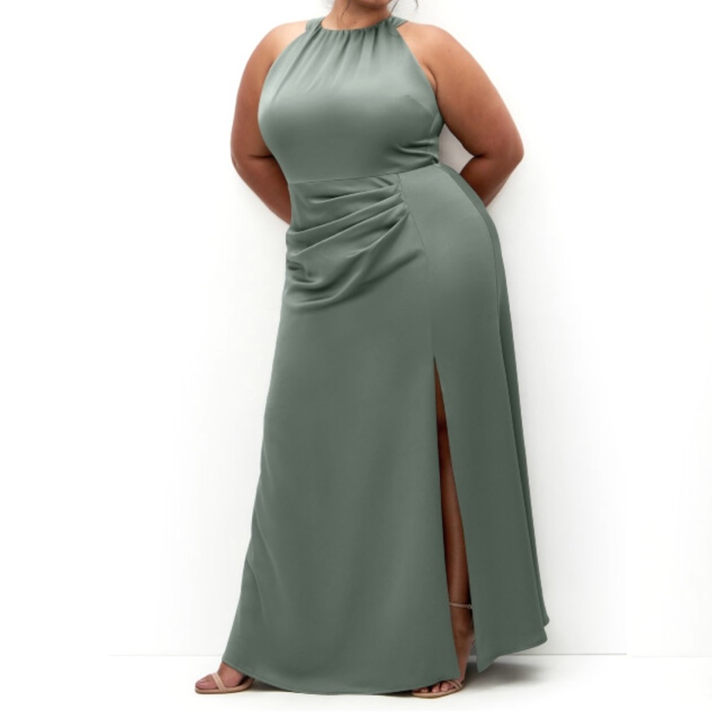 City Chic Womens Plus Size 18 Celina Maxi Dress Sage‎ Green Satin NWT Bridesmaid